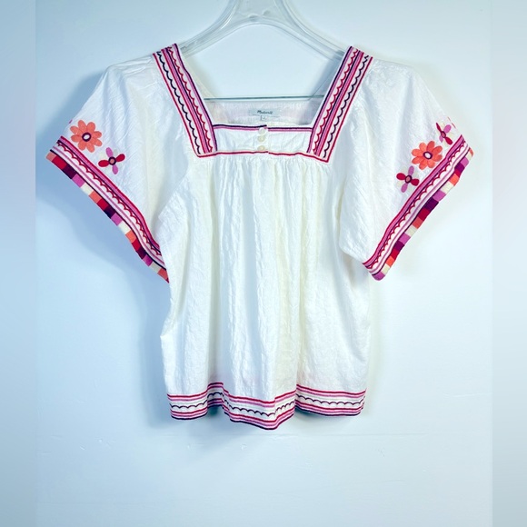 Madewell Women's Sz S White Embroidered Sandblossom Boho Top - Picture 1 of 9